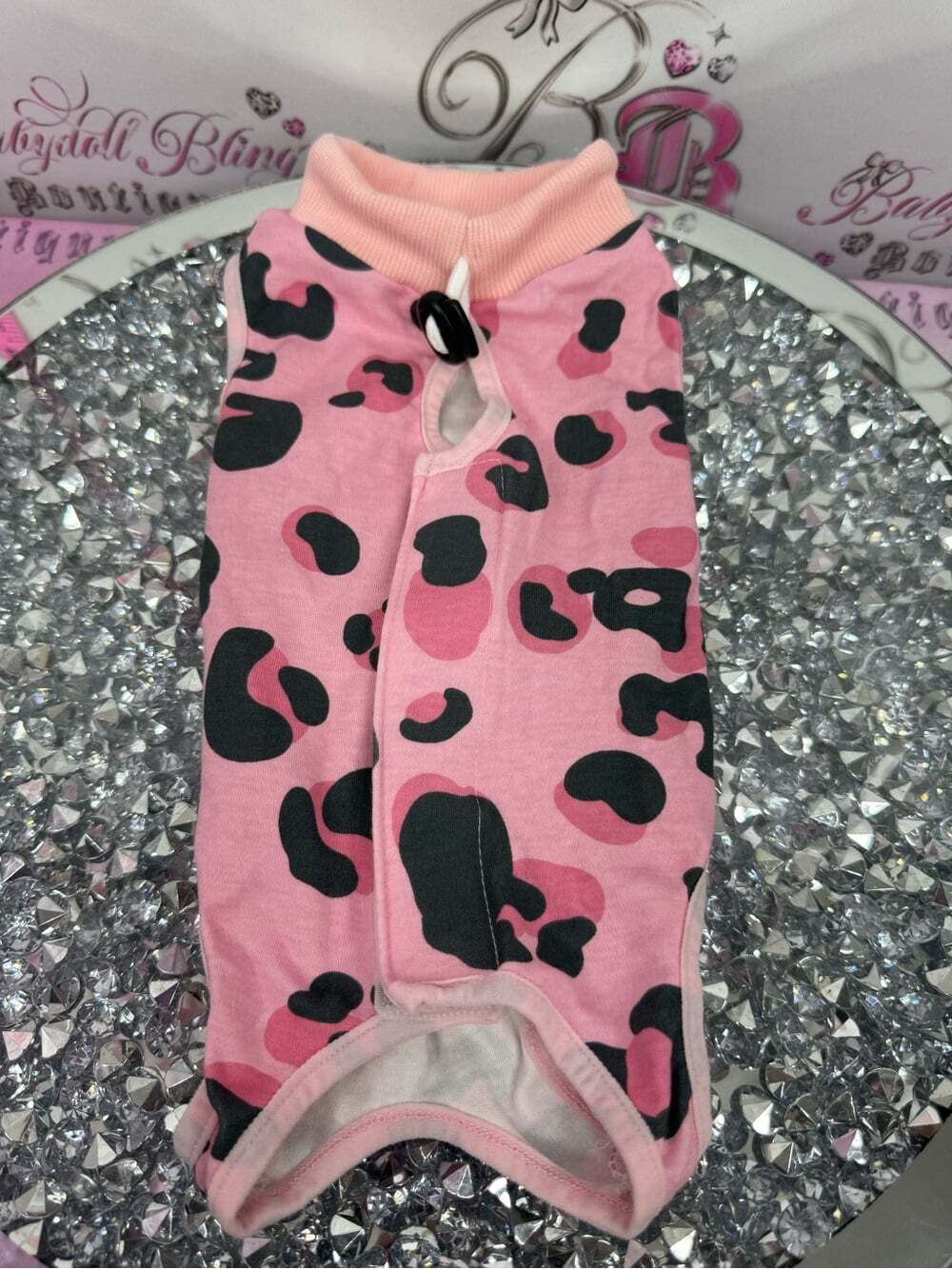 Animal onsie tshirt legs Pink Leopard Print Dog Tee with Ribbed Collar